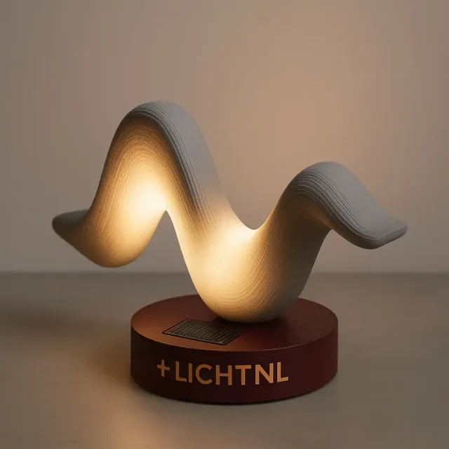 3D-geprinte lamp van olifantsgras en restplastic